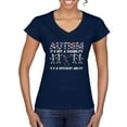 thumbnail image 1 of Autism Is Not A Disablity Itâ€™s A Different Abilty | Autism Awareness Dabbing Skeleton Inspirational Christian Womenâ€™s Standard V-Neck Tee, Navy, XX-Large, 1 of 5