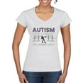 thumbnail image 1 of Autism Is Not A Disablity Itâ€™s A Different Abilty | Autism Awareness Dabbing Skeleton Inspirational Christian Womenâ€™s Standard V-Neck Tee, White, Large, 1 of 5