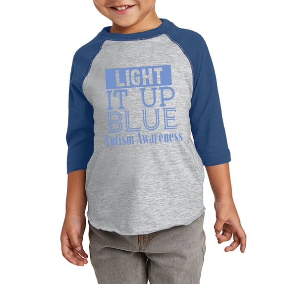 Autism Light It Up Blue Support Graphic Shirt - Autism Awareness Toddler Raglan T-Shirt - 2T 3T 4T 5/6T