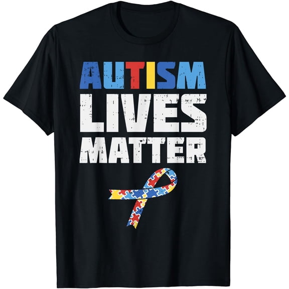 Autism Lives Matter Awareness Shirt Ribbon Autistic Support T-Shirt