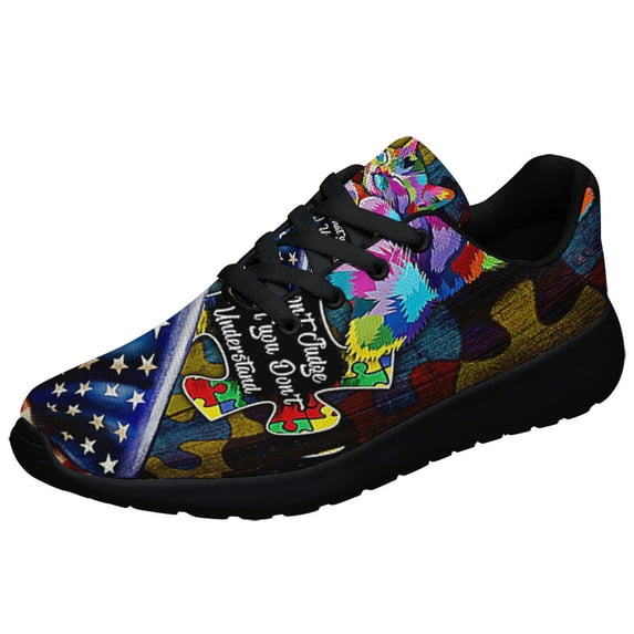Autism Love Cat Shoes Sneakers Black Size 11