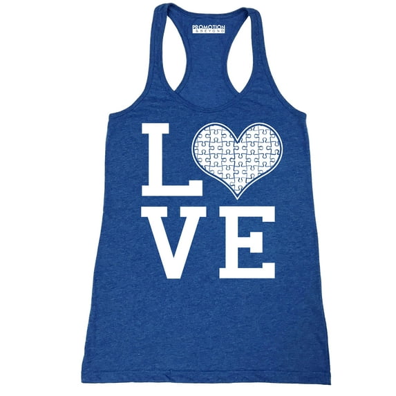 Autism Love Heart Jigsaw Puzzle Women's Tank Top, L, H. Royal