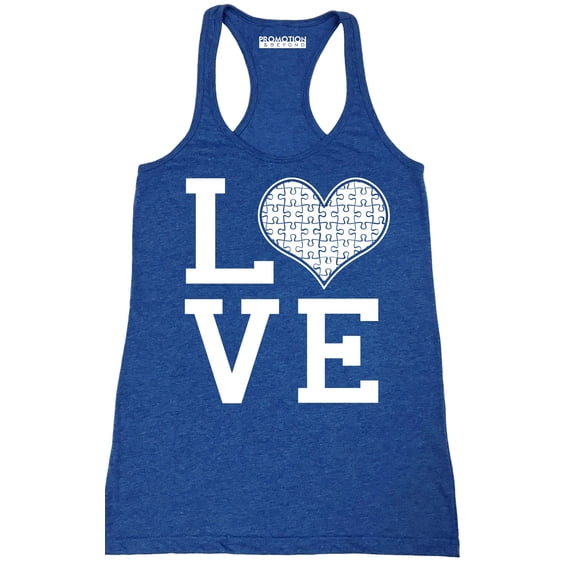 Autism Love Heart Jigsaw Puzzle Women's Tank Top, XL, H. Royal