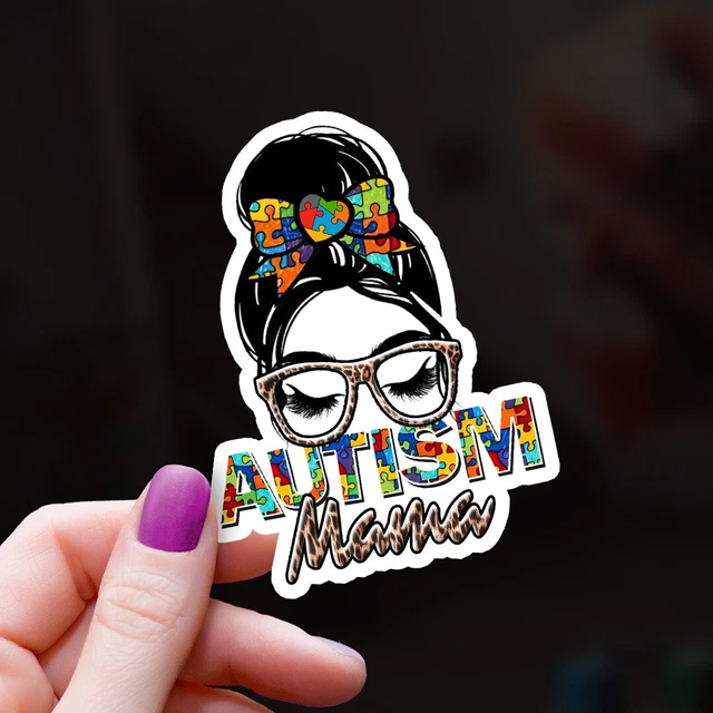 Autism Cancer Sticker Autism Mama Cheetah Print Autism Sticker All Day Phone Decal Water ...
