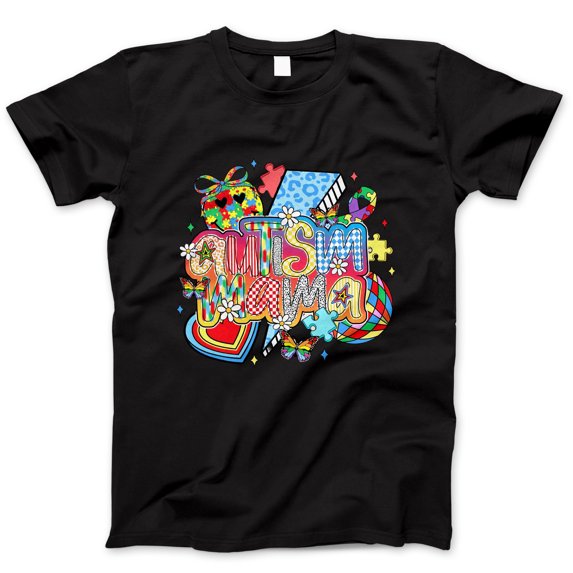 Autism Mama Graphic T-Shirt - Colorful Support Tee for Women, Autism Awareness Apparel, Vibrant Puzzle Piece Design, Gift for Autism Moms