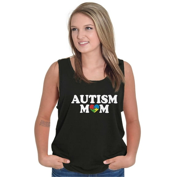Autism Mom Awareness Puzzle Piece Tank Top Tee Shirt Women Brisco Brands S