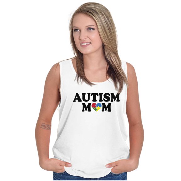 Autism Mom Awareness Puzzle Piece Tank Top Tee Shirt Women Brisco Brands X