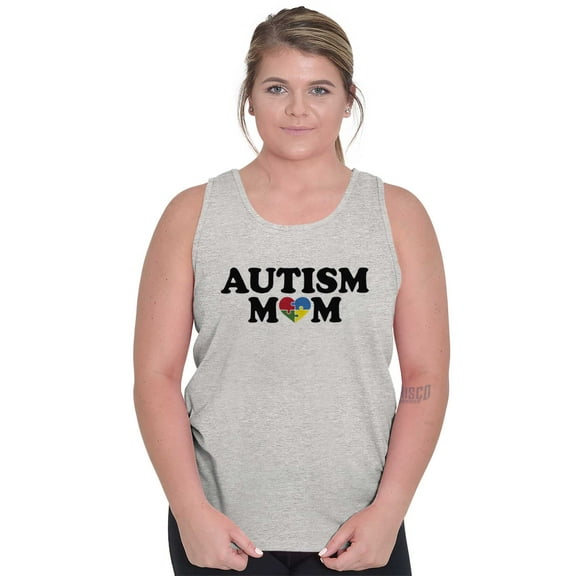 Autism Mom Awareness Puzzle Piece Tank Top Tee Shirt Women Brisco Brands S