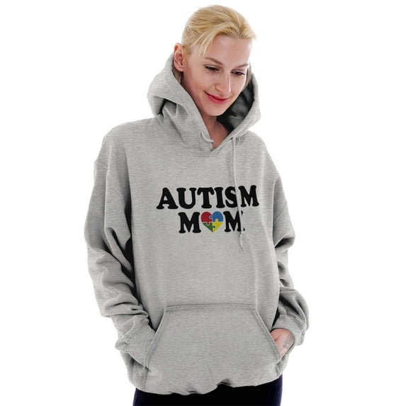 Autism Mom Awareness Puzzle Piece Women Plus Size Graphic Pullover Hoodie Brisco Brands 5X
