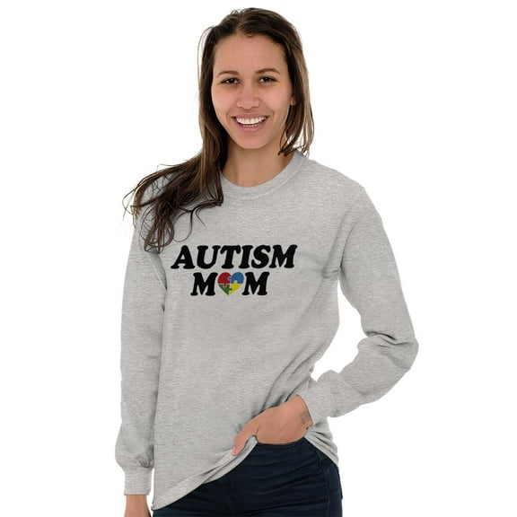 Autism Mom Awareness Puzzle Piece Women Plus Size Long Sleeve Graphic Tee Brisco Brands 3X