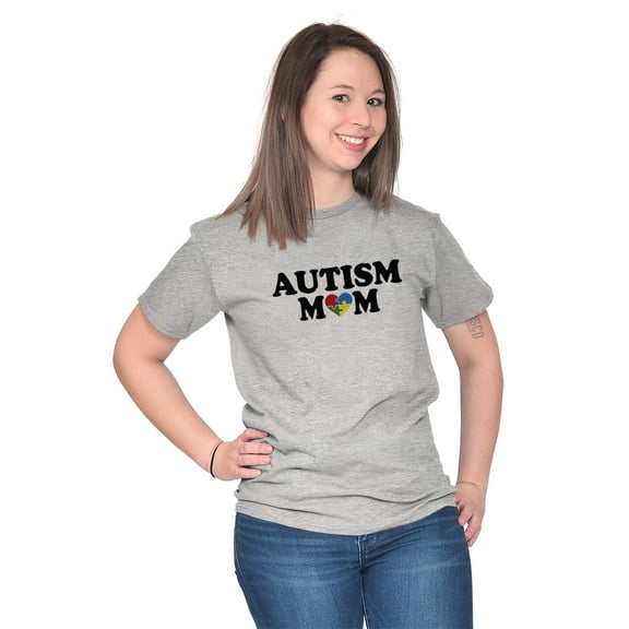Autism Mom Awareness Puzzle Piece Women's Graphic T Shirt Tees Brisco Brands S