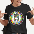 thumbnail image 1 of Autism Mom She Is Clothed With Strength And Dignity And She Laughs Without Fear Of Future Pron Autism Awareness Print T-Shirt Women Men Summer Casual Short Sleeve Round Neck Tops Fashion T-Shirts, 1 of 5