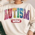 thumbnail image 1 of Autism Mom Embroidery Sweatshirt, Faux Sequin Autism Mama Pullover, Support Awareness Crewneck for Moms, 1 of 5