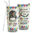 thumbnail image 1 of Autism Mom Gifts - Autism Awareness Travel Mug with Straw for Mom - Warrior Mom Autism Stainless Steel Cups 20oz, 1 of 6