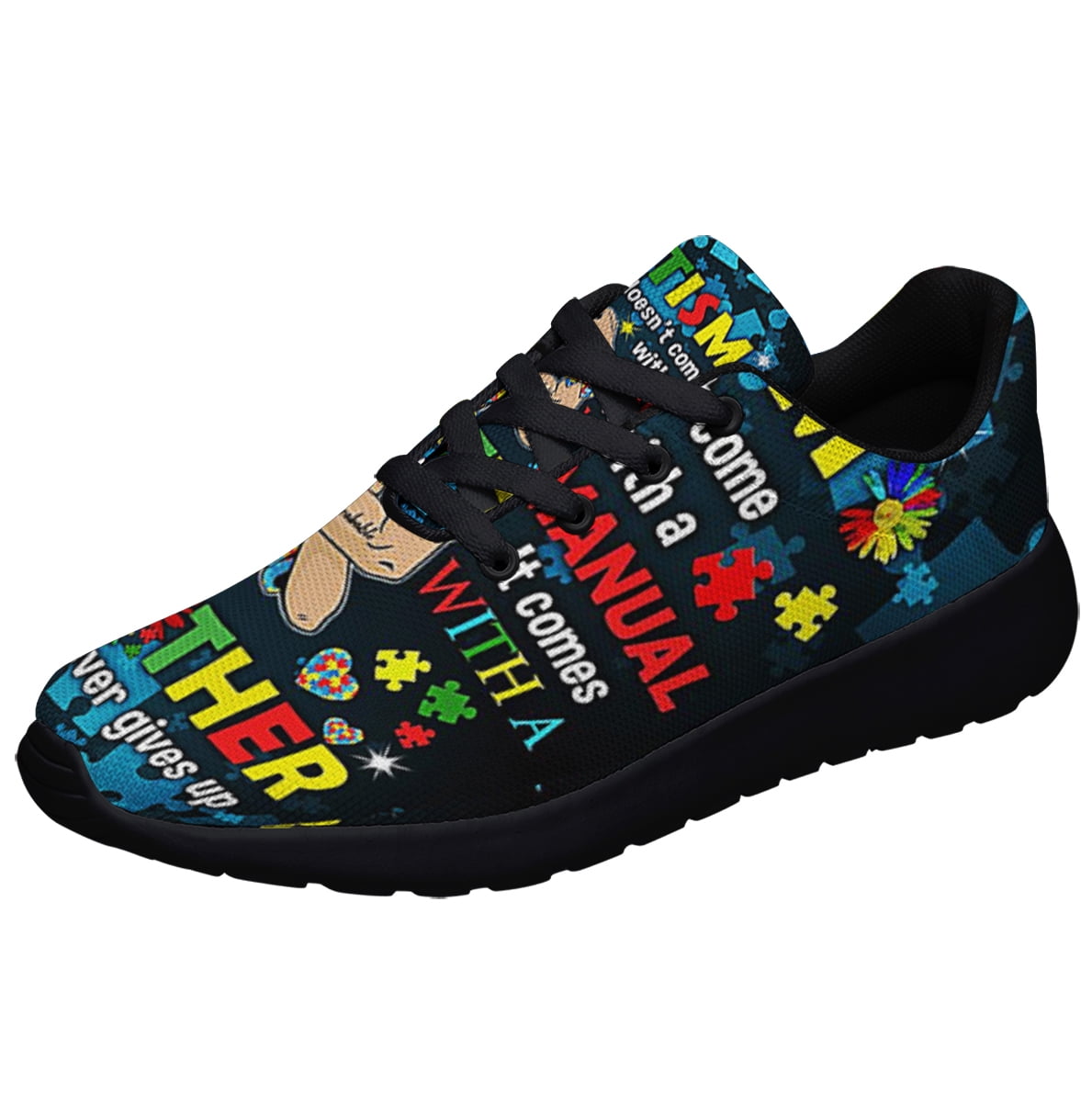 Autism Mom Never Gives Up Shoes Sneakers Black Size 11 - Walmart.com