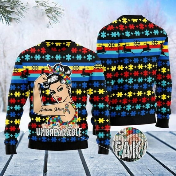 Autism Mom Ugly Christmas Sweater, Christmas Sweater, Ugly Sweater, Funny Xmas Sweaters