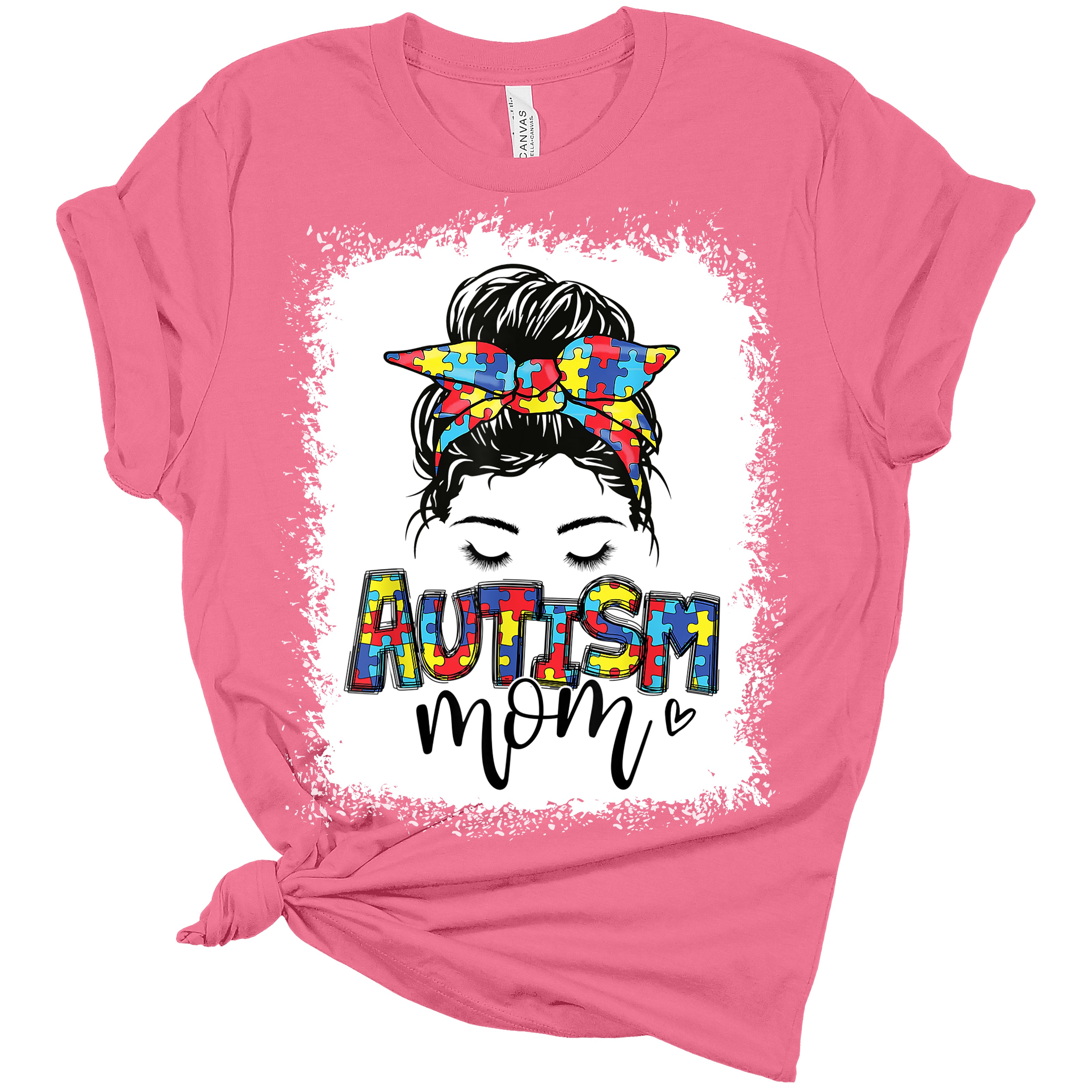Autism Mom Women's Bella Autism Awareness TShirt Charity Pink XS