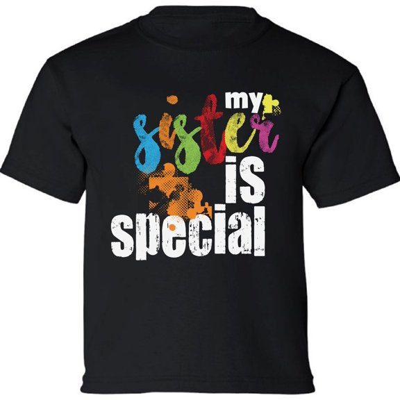 Autism My Sister Is Special Autism Awareness Graphic Shirt for Boys Girls T-Shirt for Kids Youth Tee