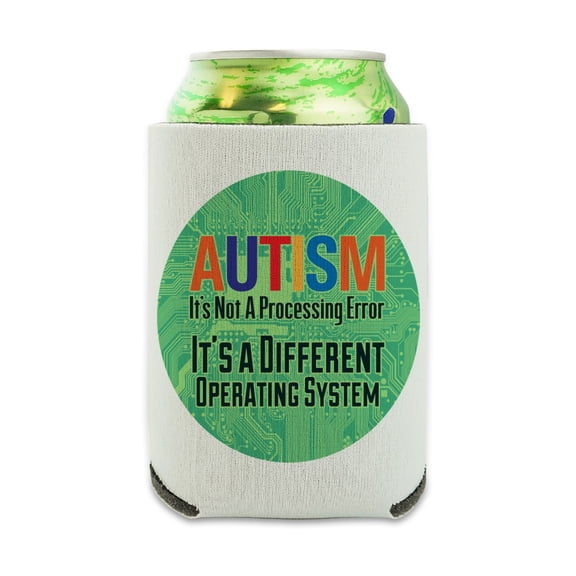 Autism Not a Processing Error Different Operating System Can Cooler - Drink Sleeve Hugger Collapsible Insulator - Beverage Insulated Holder