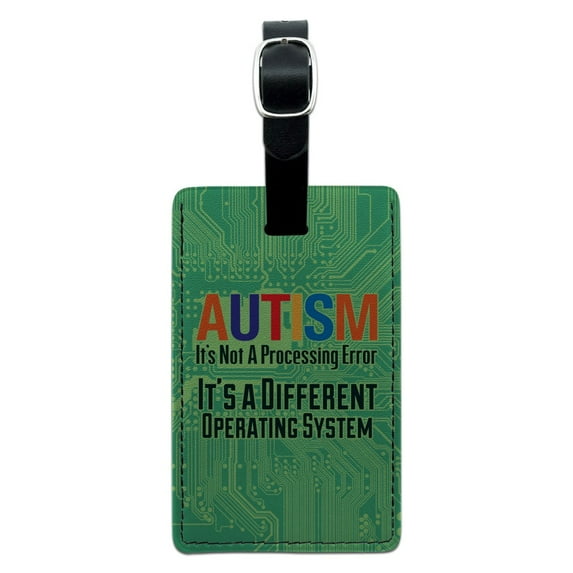 Autism Not a Processing Error Different Operating System Rectangle Leather Luggage Card Suitcase Carry-On ID Tag
