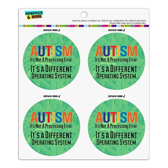 Autism Not a Processing Error Different Operating System Refrigerator Fridge Locker Vinyl Circle Magnet Set