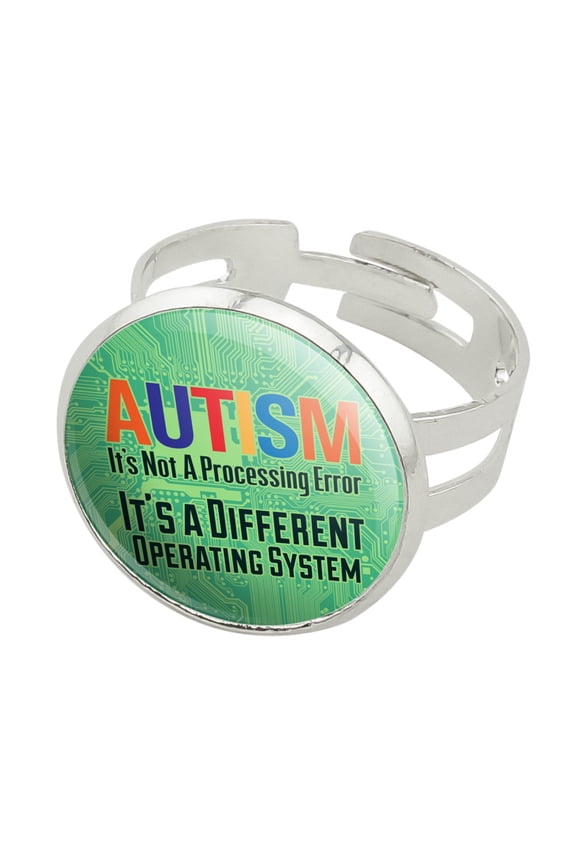 Autism Not a Processing Error Different Operating System Silver Plated Adjustable Novelty Ring