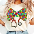 thumbnail image 1 of Autism Nurse Coquette T-shirt, Autism Awareness Shirt, Retro Autism Bow, Nurse Advocate Autism Tee, 1 of 5