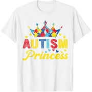 Autism Princess Autism Awareness Day Puzzle Crown Girls Kids T-Shirt
