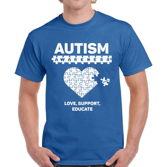 Autism Puzzle Love Support Educate Awareness T-Shirt for Men S M L XL 2XL 3XL 4XL 5XL Graphic Tee