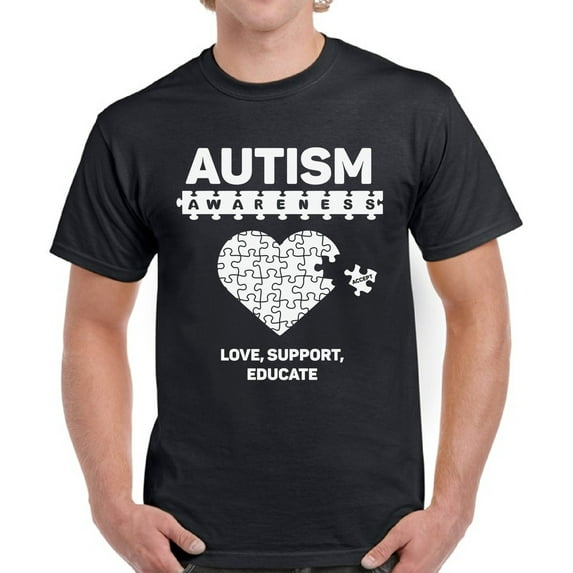 Autism Puzzle Love Support Educate Awareness T-Shirt for Men S M L XL 2XL 3XL 4XL 5XL Graphic Tee