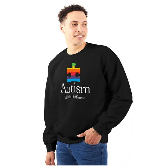 Autism Puzzle Piece Think Different Sweatshirt for Men or Women Brisco Brands S