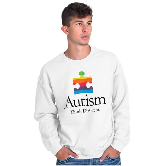 Autism Puzzle Piece Think Different Unisex Plus Fleece Graphic Sweatshirt Brisco Brands 2X