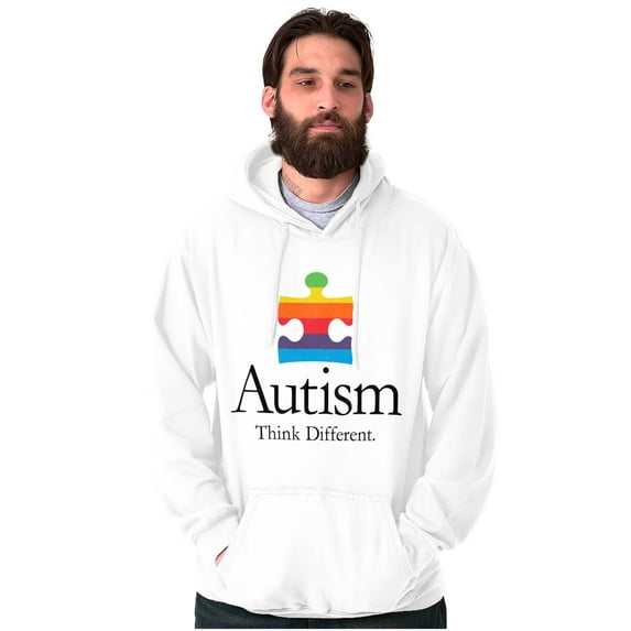 Autism Puzzle Piece Think Different Unisex Plus Fleece Graphic Hoodie Brisco Brands 2X