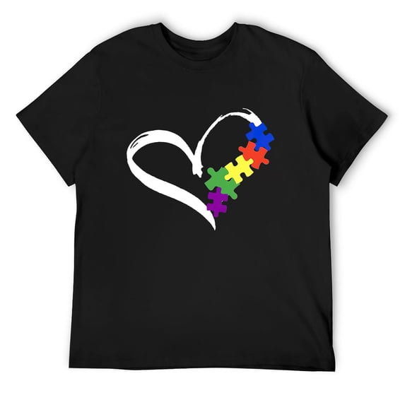 Autism Puzzle Short Sleeve T-Shirt Love Short Sleeve Men Short Sleeve T-Shirt Black 3X-Large