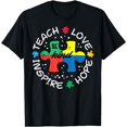 thumbnail image 1 of Autism Puzzle Teach Love Inspire Awareness Teacher Women Men T-Shirt, 1 of 4