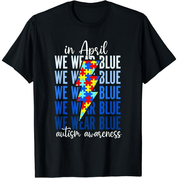 Autism Rainbow In April We Wear Blue Autism Awareness Month T-Shirt