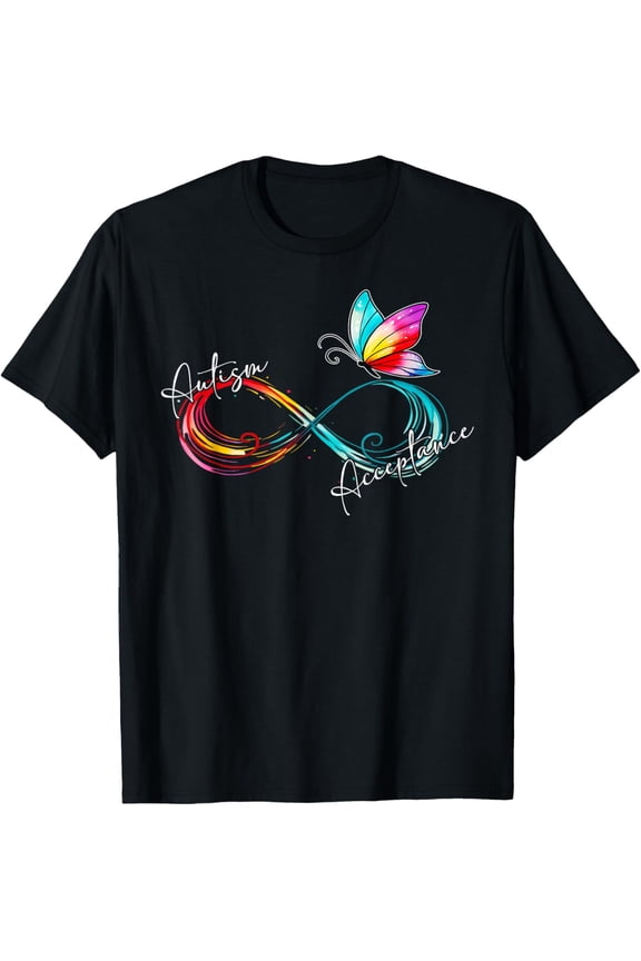 Autism Red Instead Infinity Symbol Autistic Acceptance Men Women T-Shirt