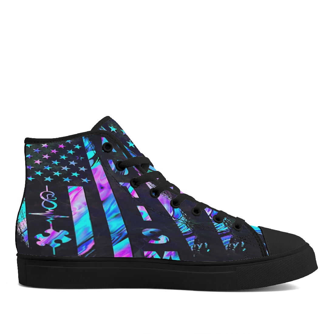 Autism Rights Movement High Top Canvas Shoes Sneakers Black Size 12 ...