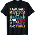thumbnail image 1 of Autism Rocks And Rolls And Spins Autism Awareness Day Kids T-Shirt, 1 of 4