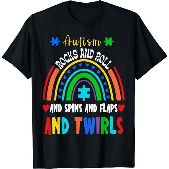 Autism Rocks And Rolls Funny Autism Awareness Month T-Shirt