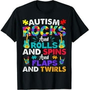 PAGLIO Autism Rocks And Rolls Funny Autism Awareness Month T-Shirt