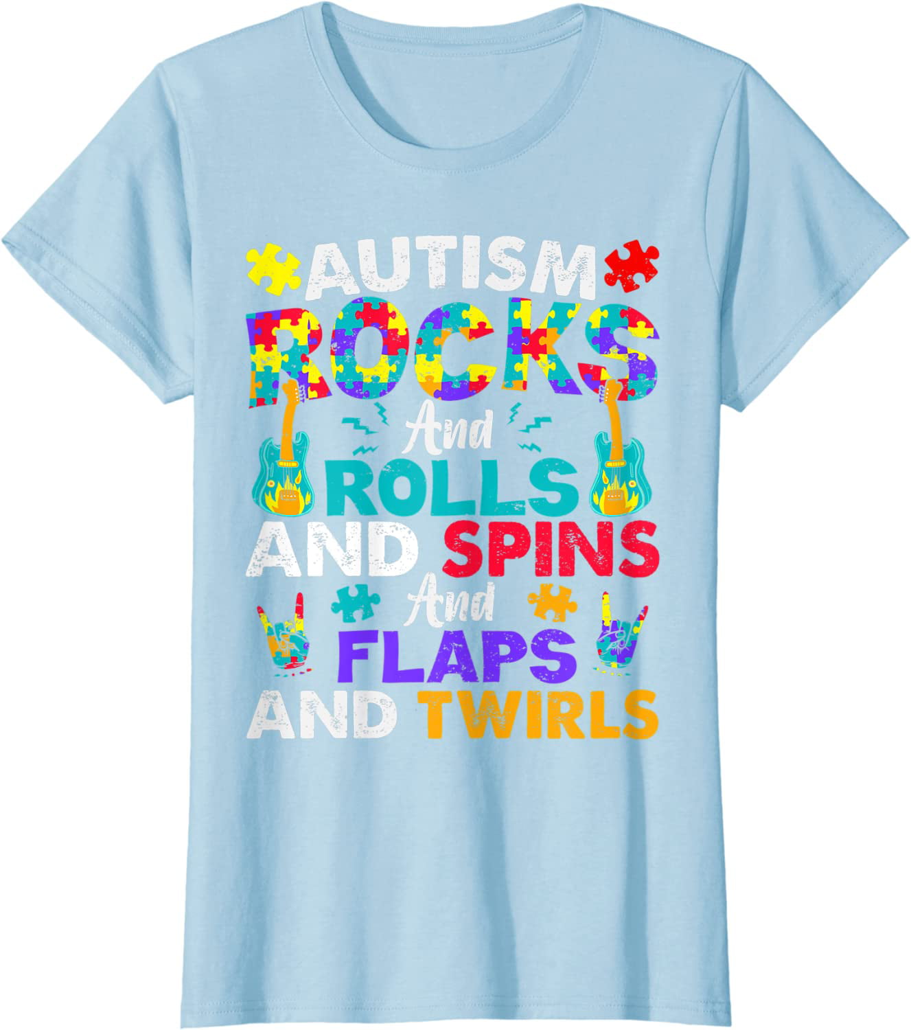 Autism Rocks and Rolls Tie Dye Unisex T-shirt Kids and 