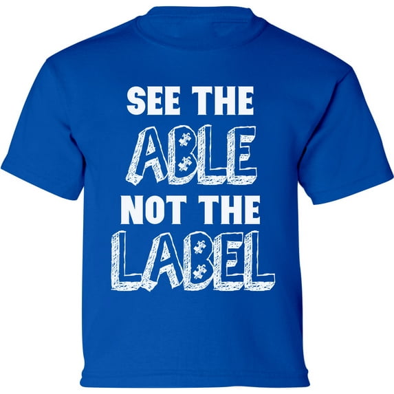 Autism See the Able Not the Label Puzzles Print Autism Awareness Toddler T-Shirt - Graphic Tee - 2T 3T 4T 5/6T