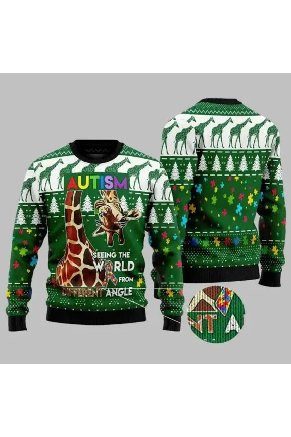 Autism Seeing The World From A Different Angle 3D Christmas Sweater