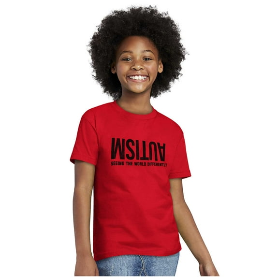 Autism Seeing the World Differently Crewneck T Shirts Boy Girl Teen Brisco Brands XS