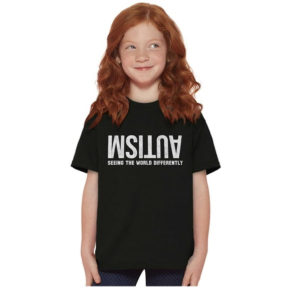 Autism Seeing the World Differently Crewneck T Shirts Boy Girl Teen Brisco Brands XS