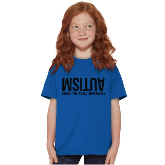 Autism Seeing the World Differently Crewneck T Shirts Boy Girl Teen Brisco Brands X