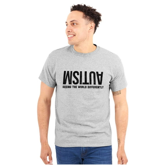 Autism Seeing the World Differently Plus Size Crewneck Graphic Tee Shirt Brisco Brands 4X