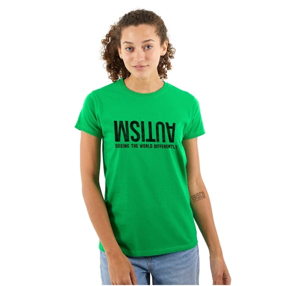 Autism Seeing the World Differently Womens Fitted Plus Size Graphic Tee Brisco Brands 2X