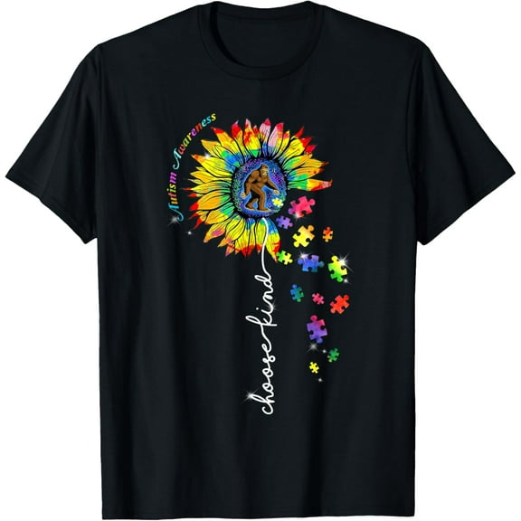 Autism Shirt Choose Kind Autism Awareness Bigfoot Lovers T-Shirt men and women can wear, black, white, gifts